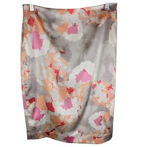 Ann Taylor Stunning  Silk Blend Cream Pink Orange Women's Skirt 4